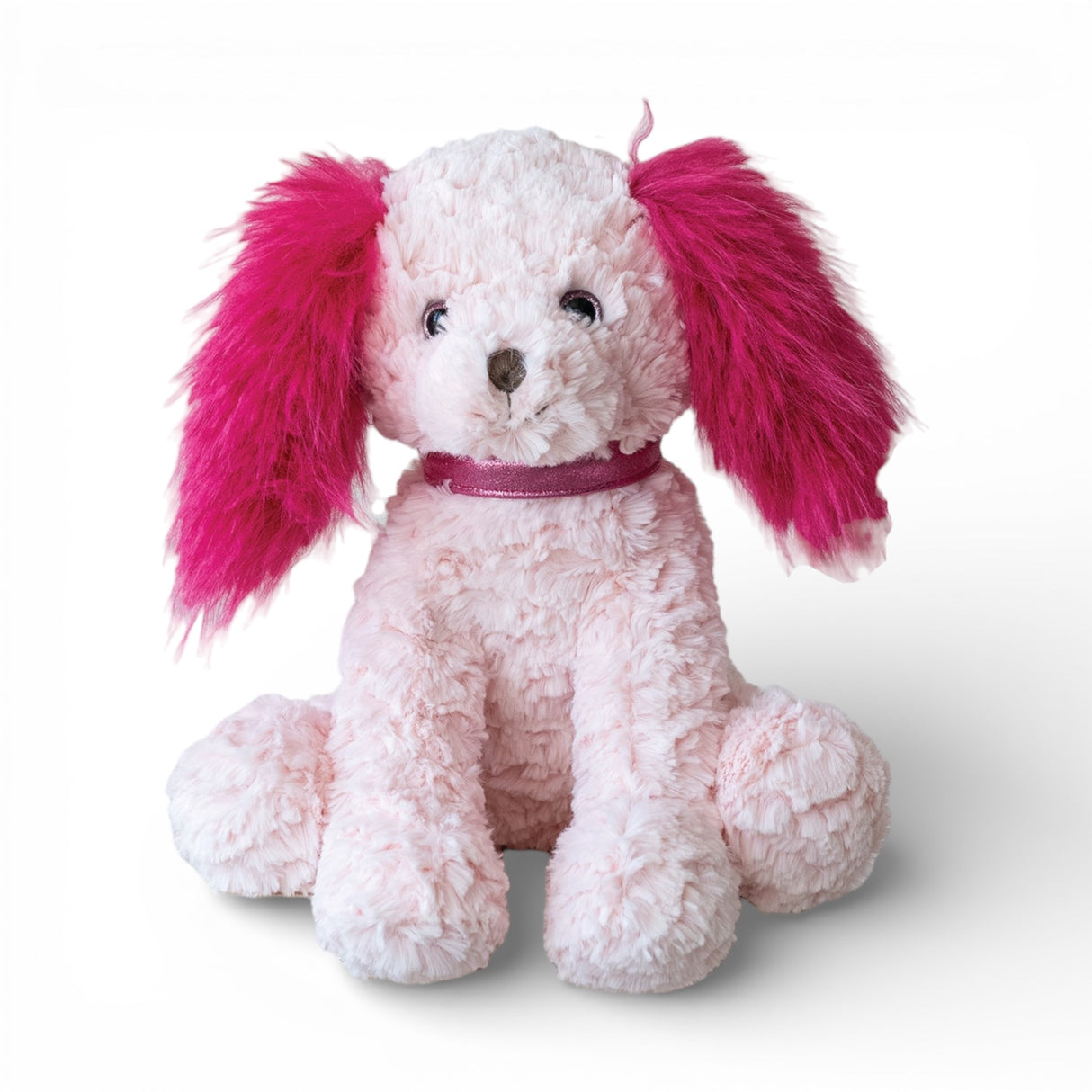 pink and fuchsia plush dog stuffed toy