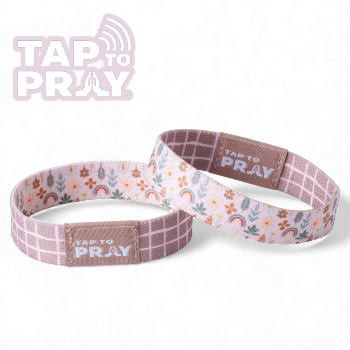 pink plaid tap to pray bible verse wristband
