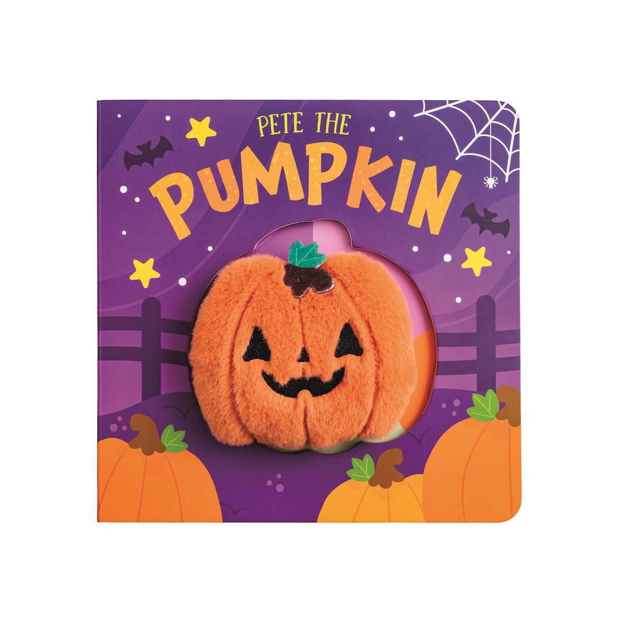 Pumpkin Halloween plush rhyming book with interactive squeak character