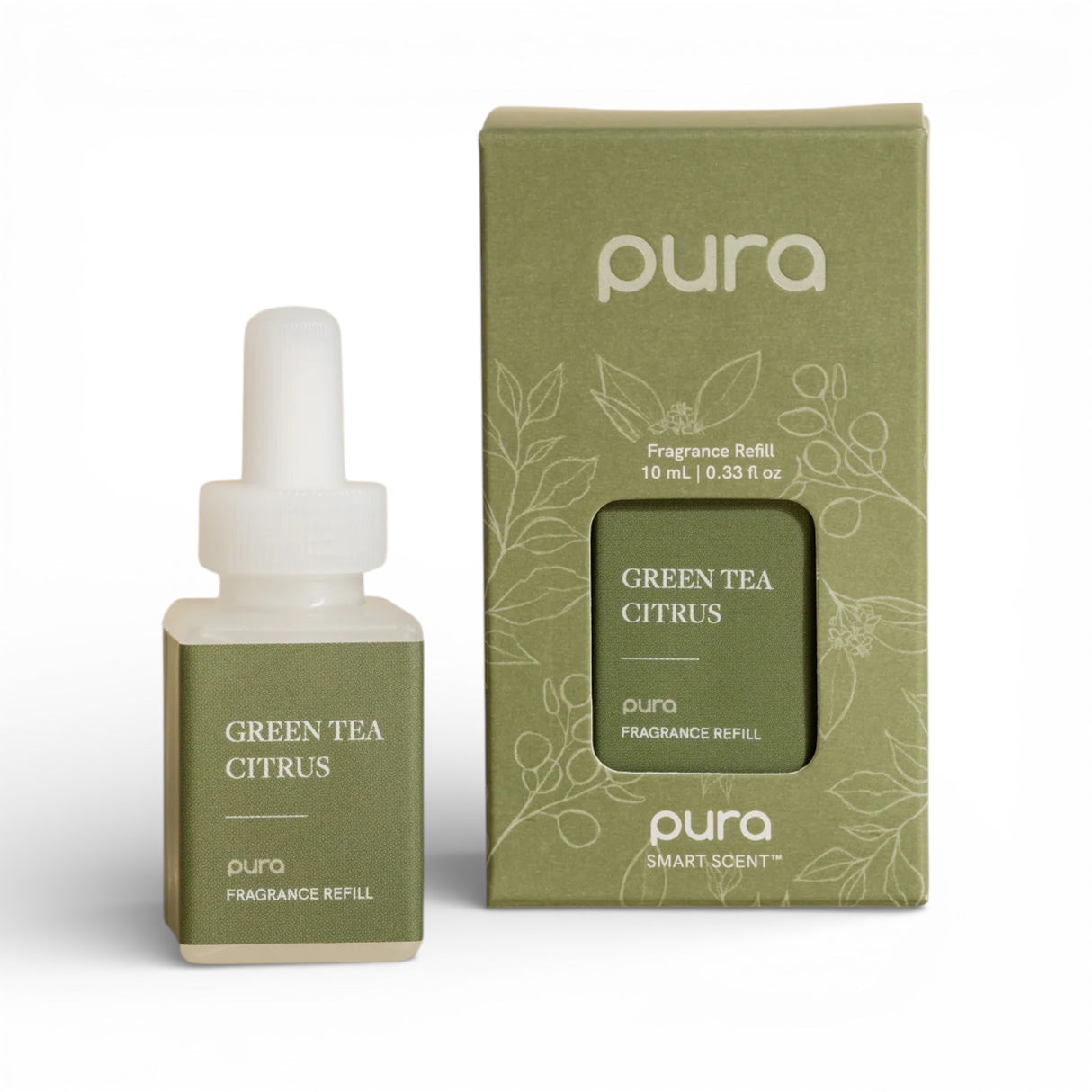 Pura Green Tea Citrus fragrance refill with green tea, mint, eucalyptus, orange flower, cedar and musk scent