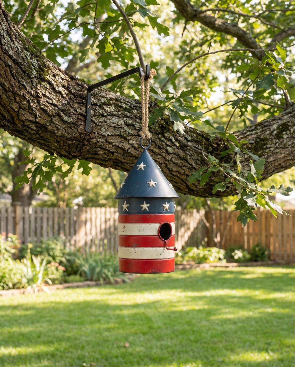 Round Patriotic Hanging Birdhouse