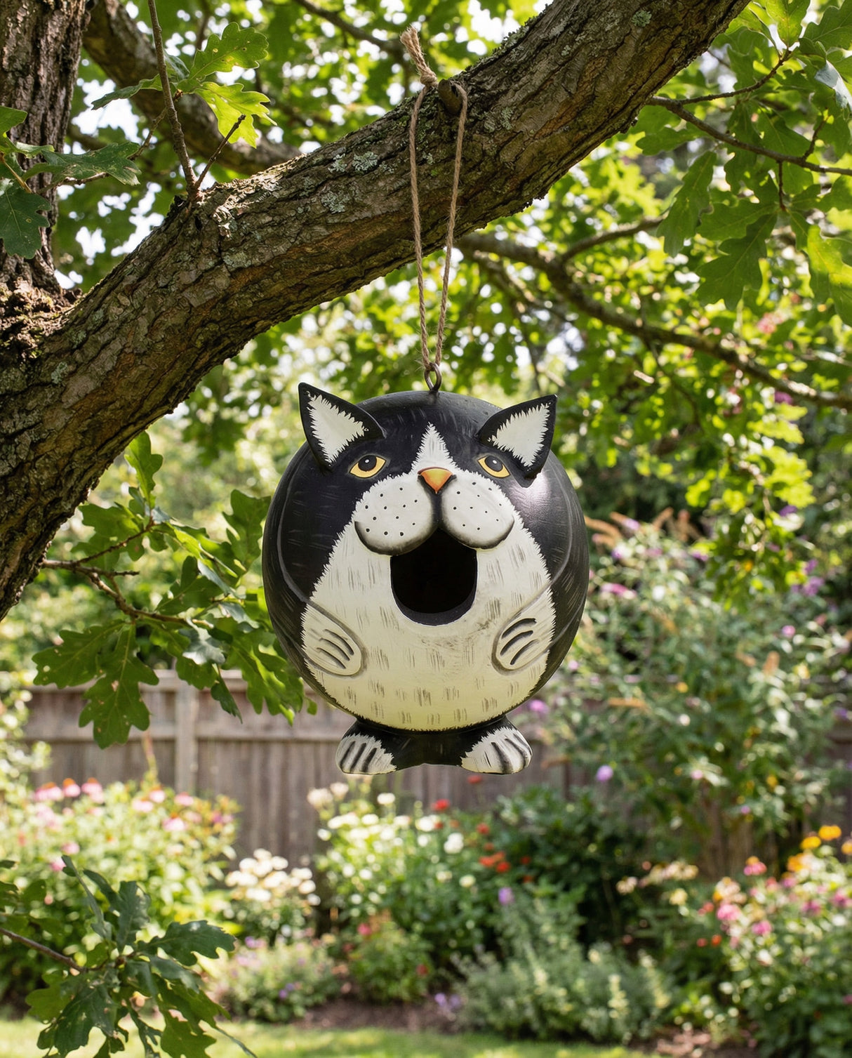 Black & White Cat Gord-O Wooden Birdhouse