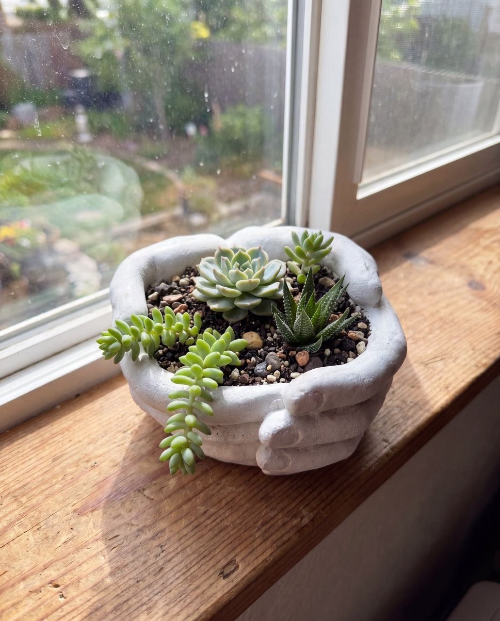 Cast Concrete Hands Planter