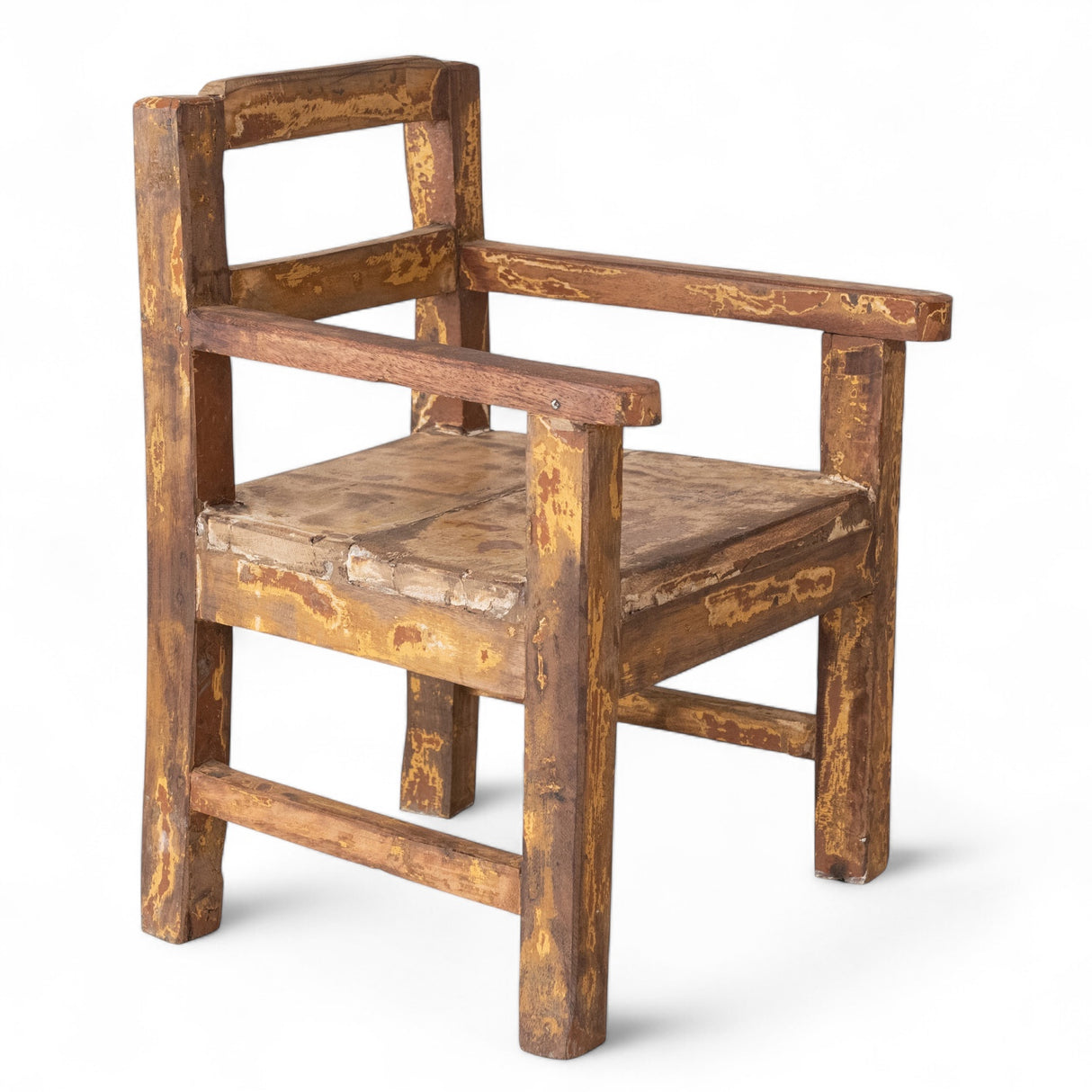 Distressed reclaimed wood mini chair decorative accent