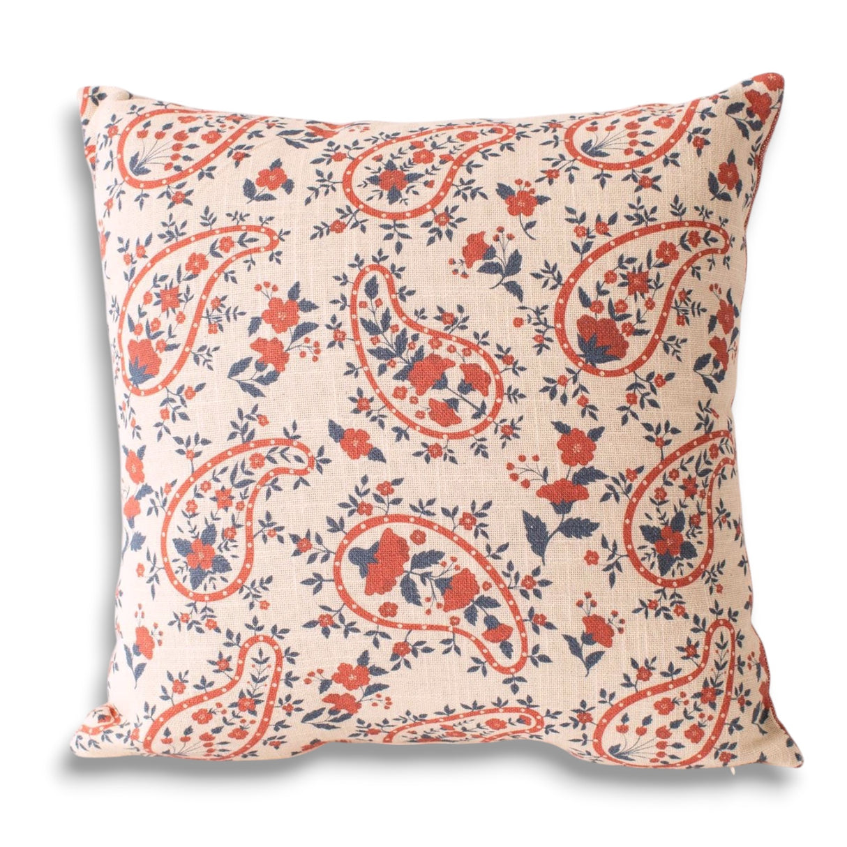 red blue paisley floral throw pillow decorative 16x16 cushion