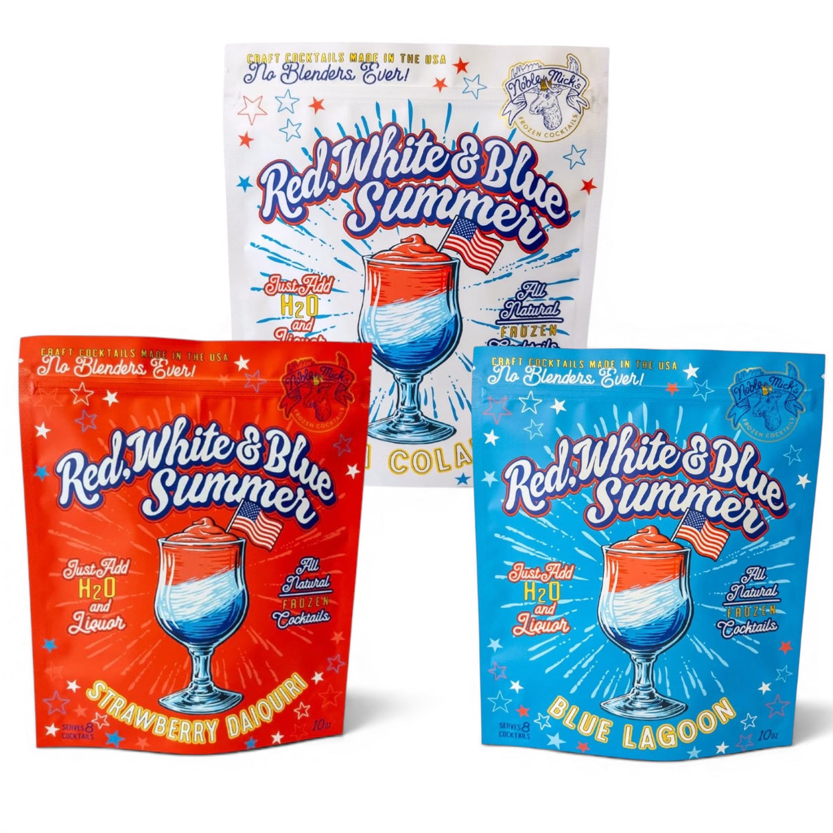 red white blue frozen cocktail mix patriotic slush drink kit summer party beverages by Noble Mick's
