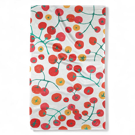 cherry tomato print geometry tea towel