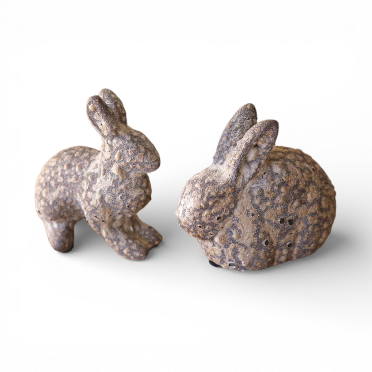 rustic ceramic bunny figurine farmhouse spring decor rabbit statue