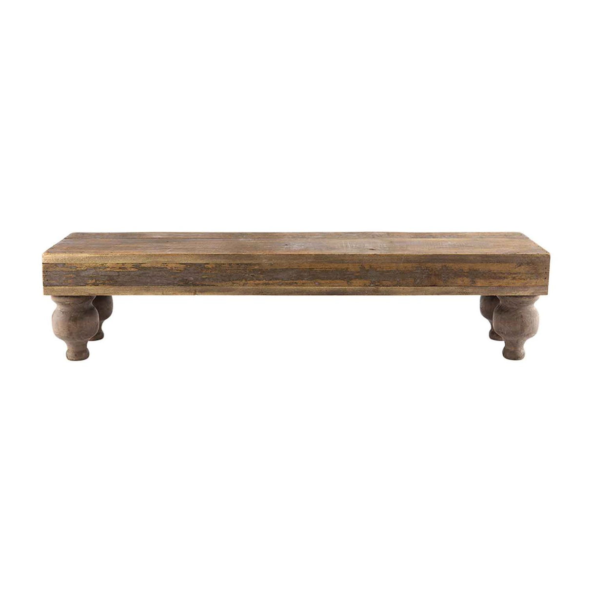 Long pine wood pedestal stand with footed legs