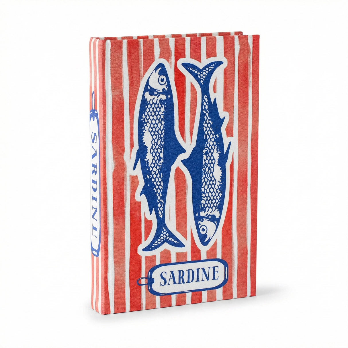 red and white striped sardine notebook blue fish journal coastal themed hardcover notebook