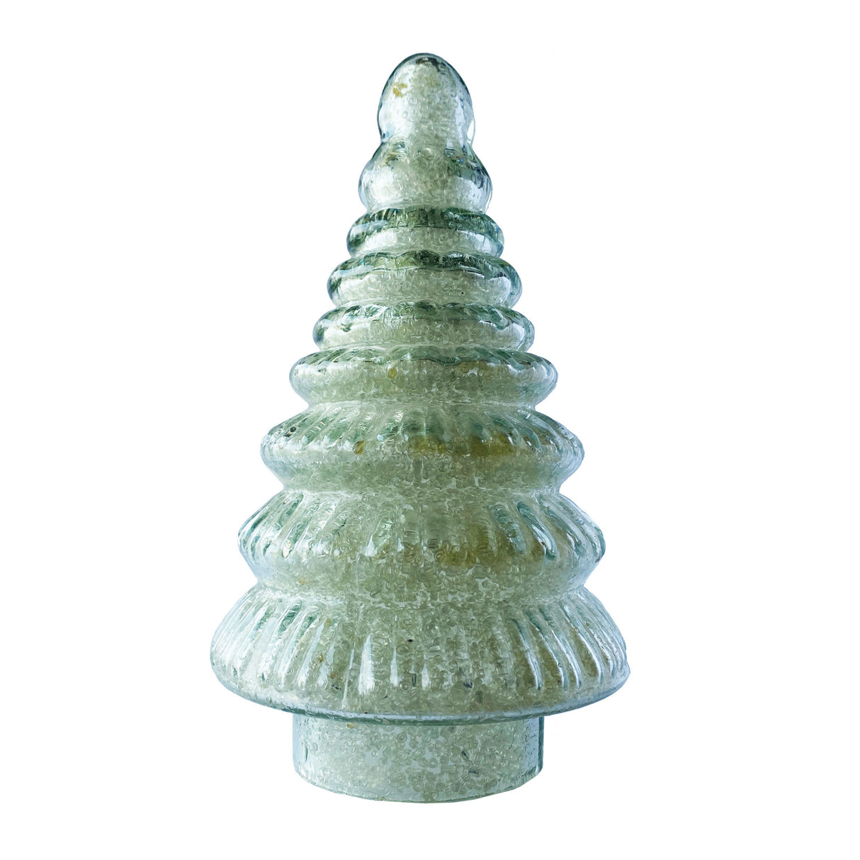 Embossed Recycled Glass Tree with White Seed Beaded Interior