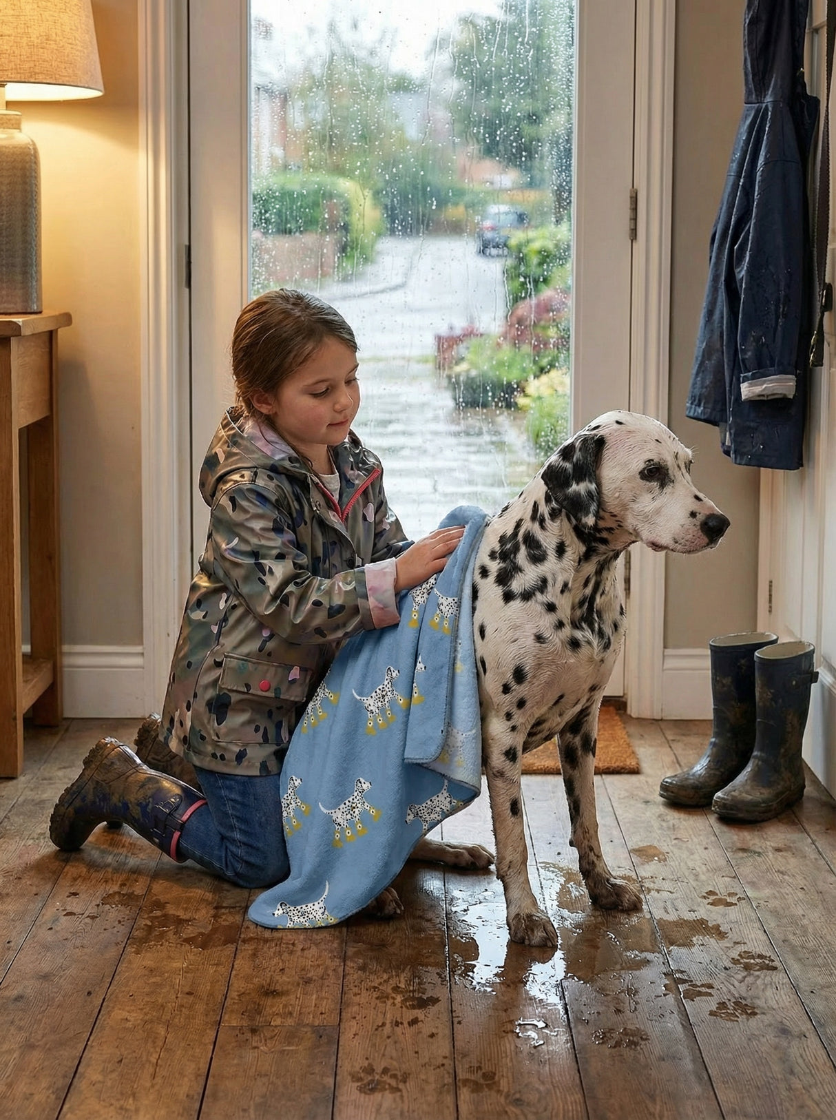 Dalmatian in Boots Plush Geometry Dog Towel