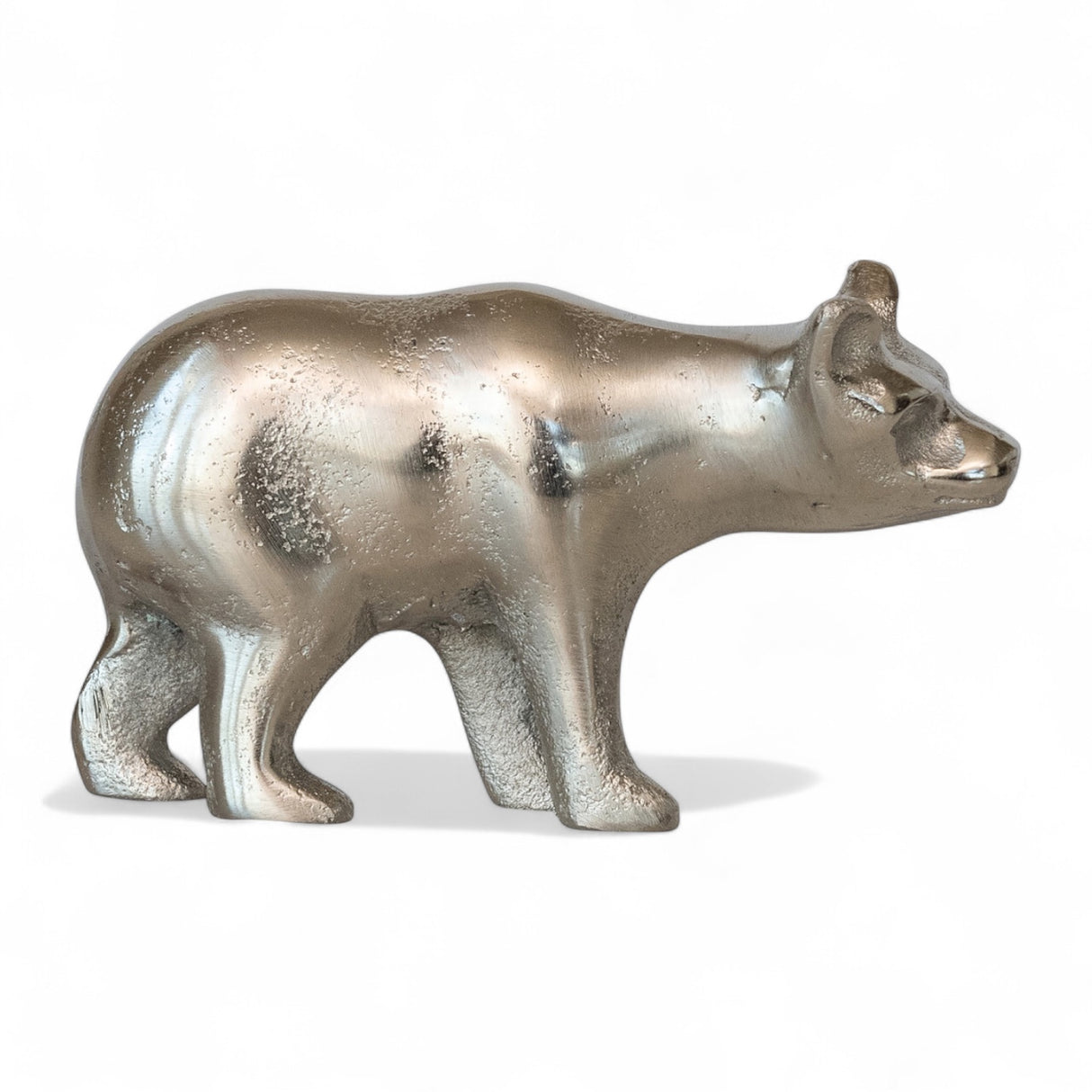 Silver cast aluminum polar bear figurine