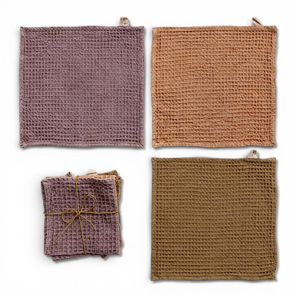 stonewashed cotton waffle weave dish cloths set of 3 neutral kitchen towels