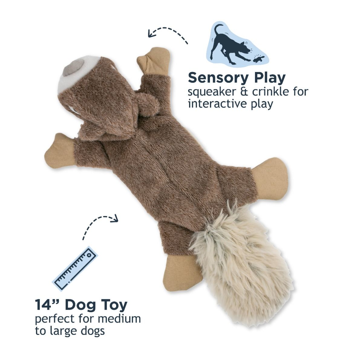 Stuffless Squirrel Plush Squeaker Dog Toy