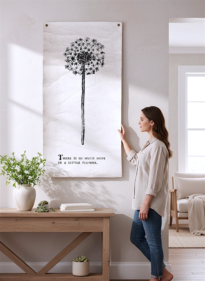 There Is So Much Hope Botanical Painted Wall Tarp