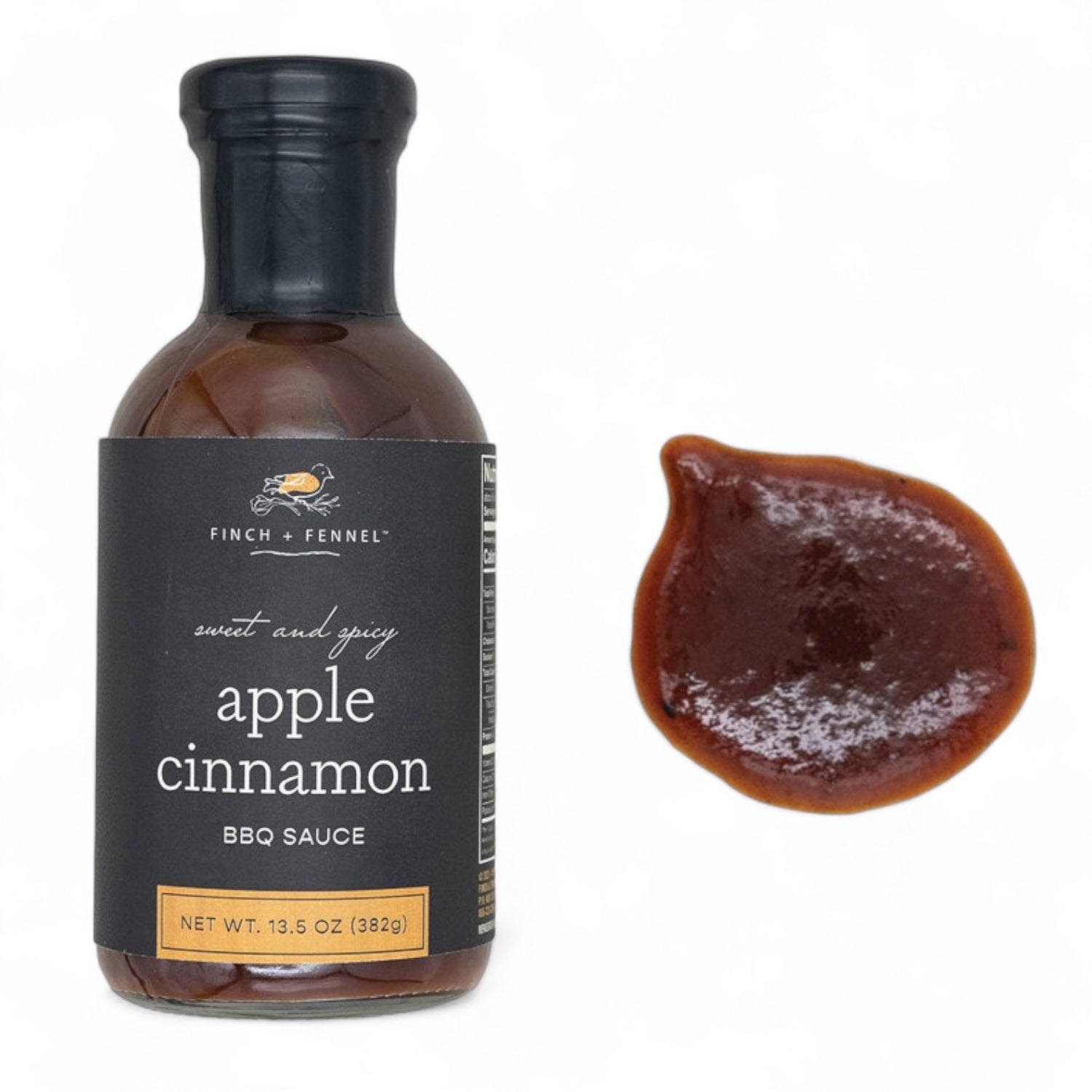 Bottle of sweet and spicy apple cinnamon BBQ sauce