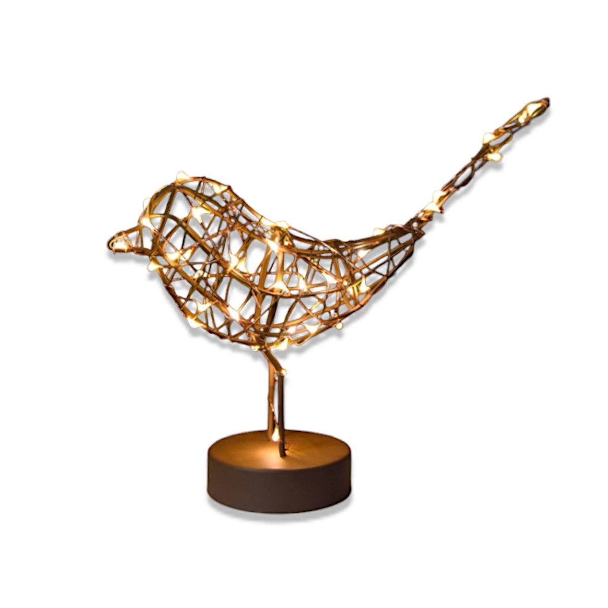 Battery-operated wire robin light with LED bulbs on timer