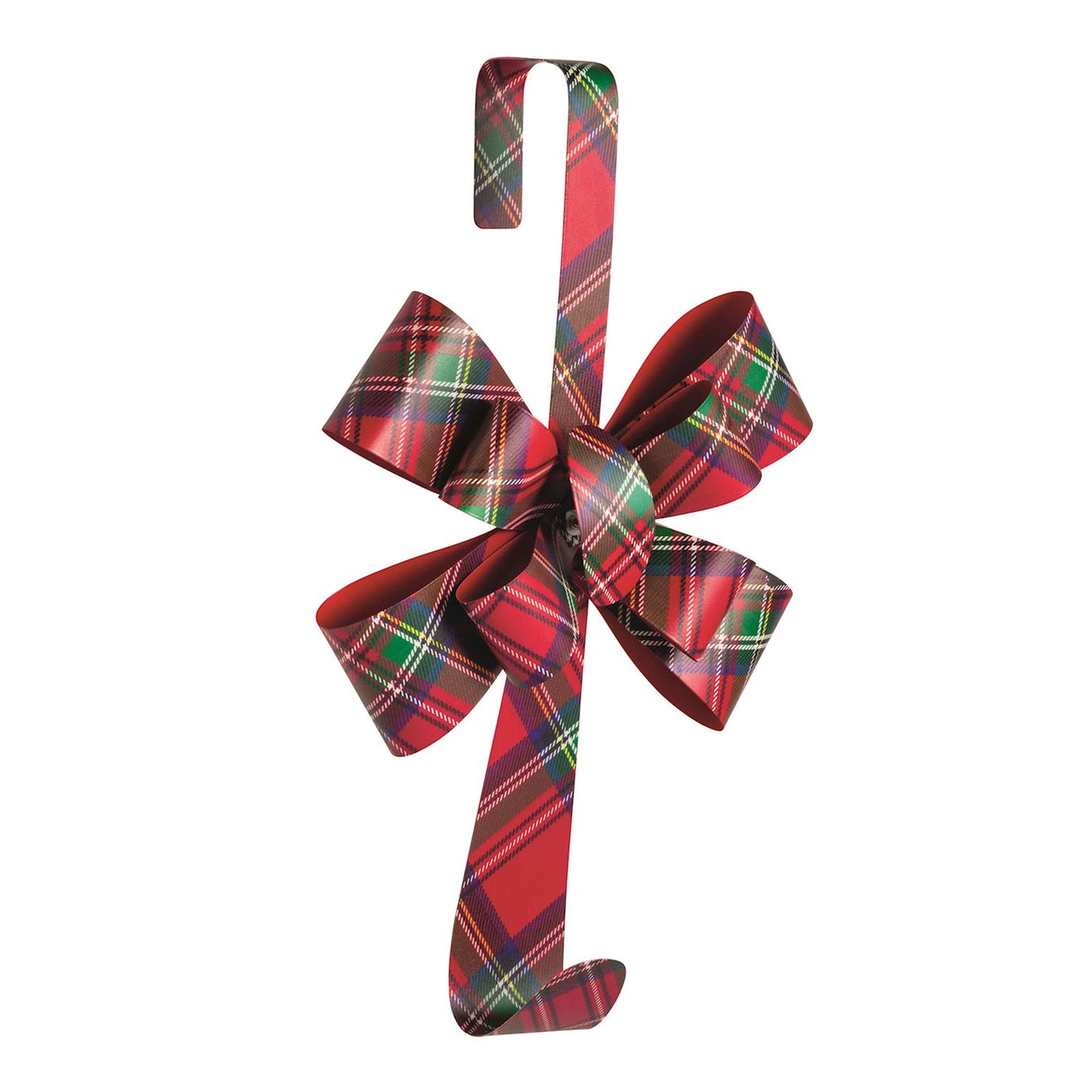 Tartan plaid bow metal wreath hanger