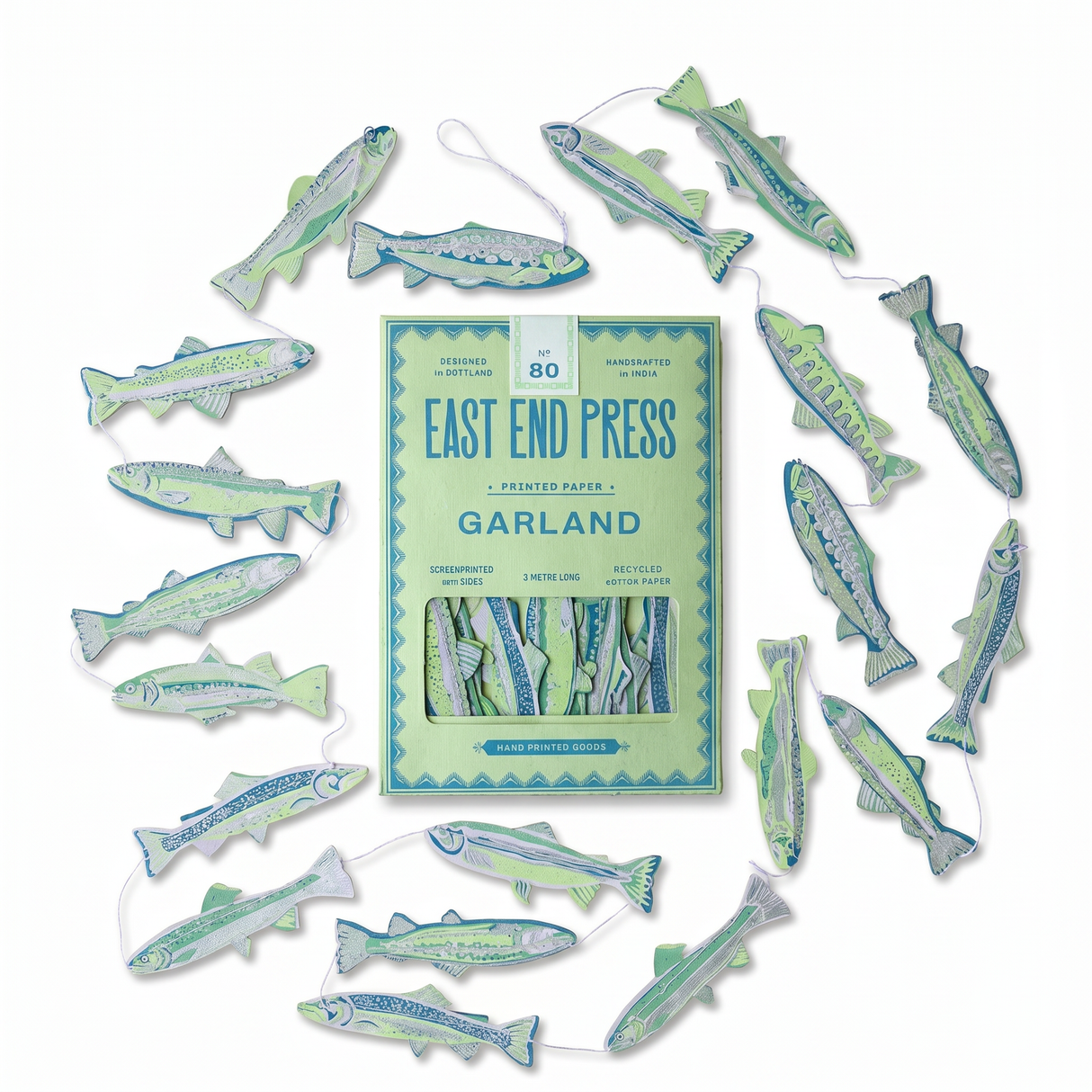anchovy fish paper garland coastal decor by East End Press
