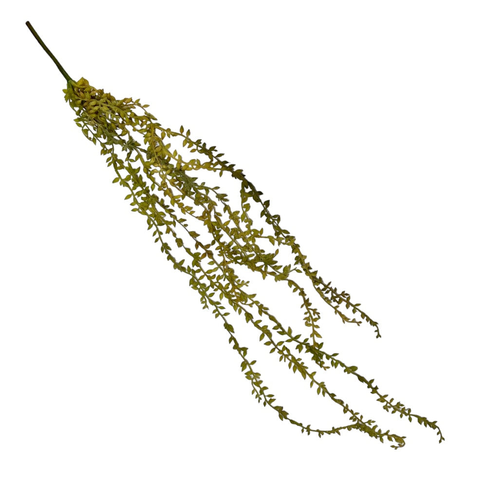 Artificial trailing succulent necklace plant with cascading green and blush-toned leaves, 31 inches long.