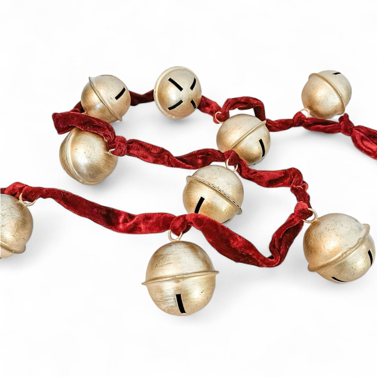 Red Velvet Gold Bell Garland