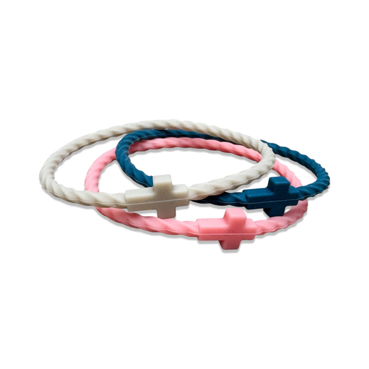 Cotton & Coral Infinity Cross Silicone Bracelet Set