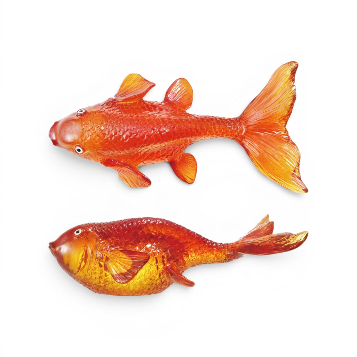 orange resin goldfish decor transparent fish figurine coastal home accent