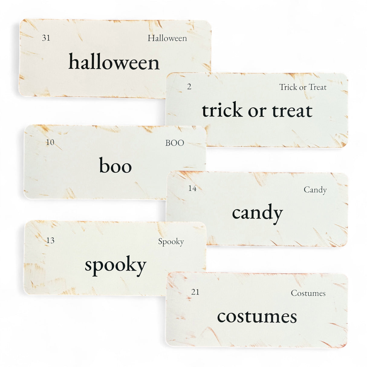 vintage halloween flashcards set of 6 cards