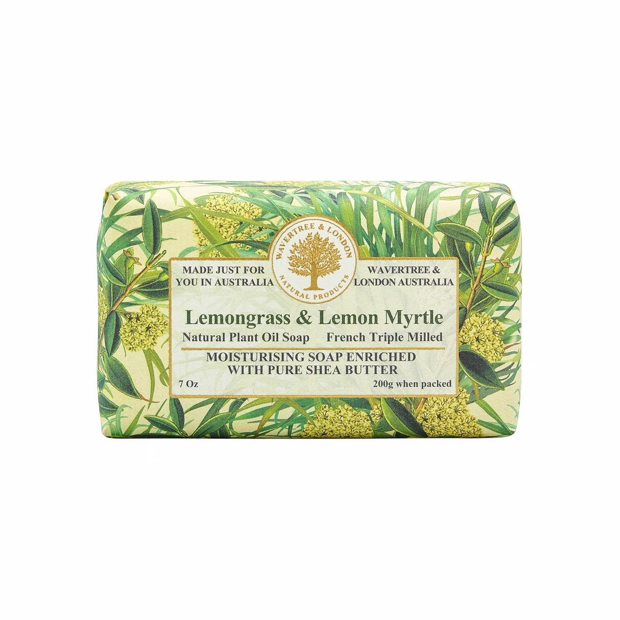 lemongrass and lemon myrtle triple milled shea butter soap bar by wavertree and london