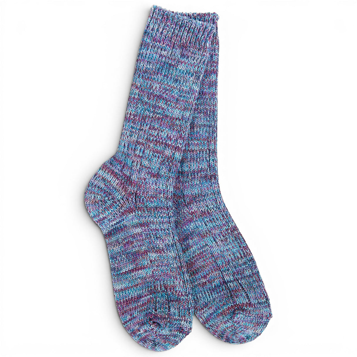 World's Softest Socks Weekend Missoni Crew Socks in Neptune marled knit crew socks with blue, aqua, lavender, and white tones.