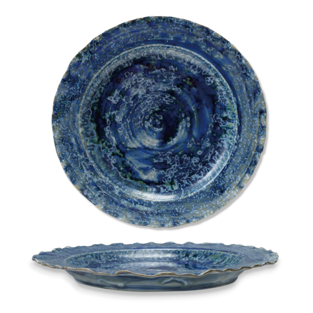 Blue Reactive Glaze Cermamic Dinner Plate