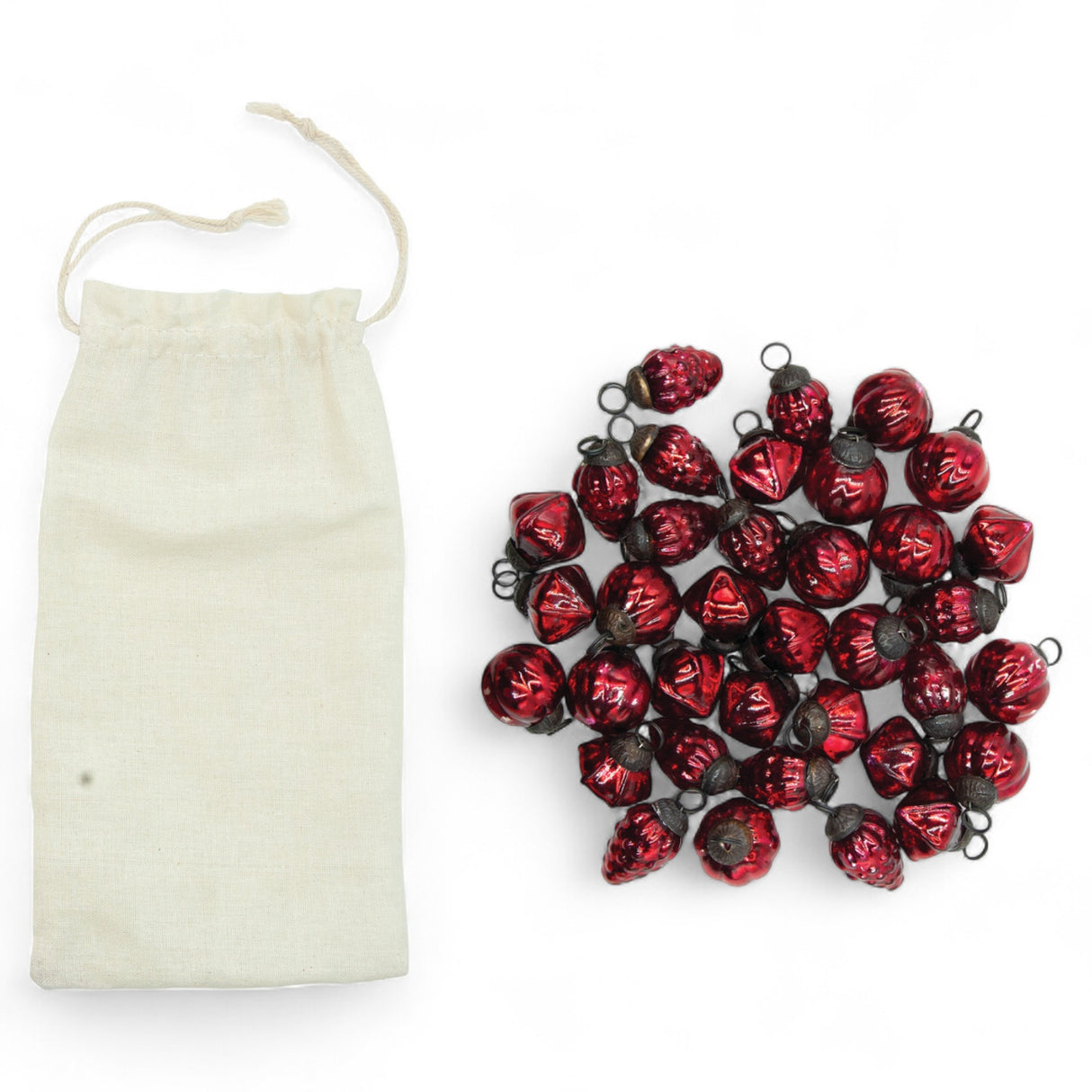 Red Mercury Glass Ornaments | Set of 36