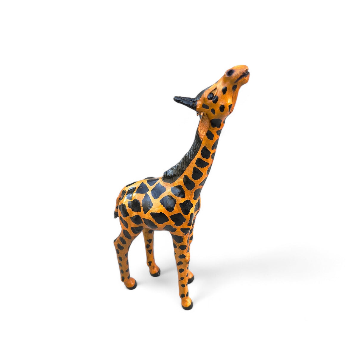 Handcrafted Leather Wrapped Mother & Baby Giraffe Figurines | Set of 2