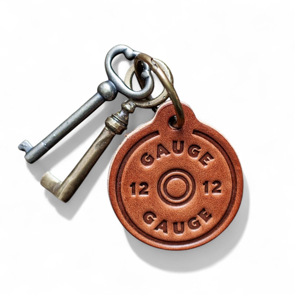 12 Gauge Circular Leather Keychain
