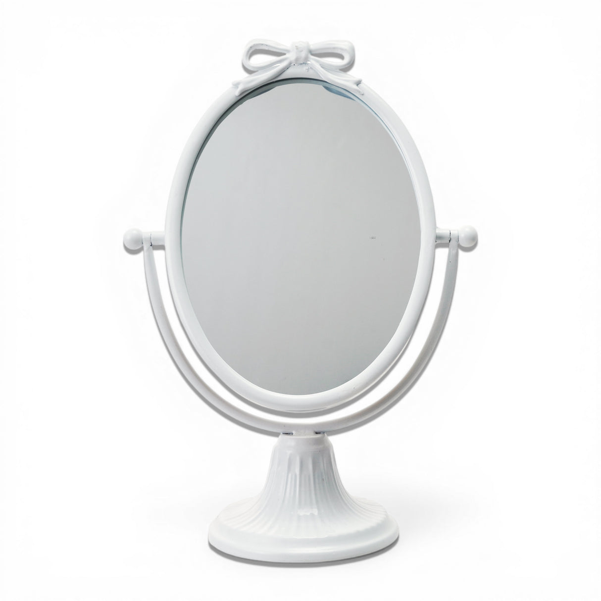 white metal vanity mirror with bow adjustable tabletop oval makeup mirror