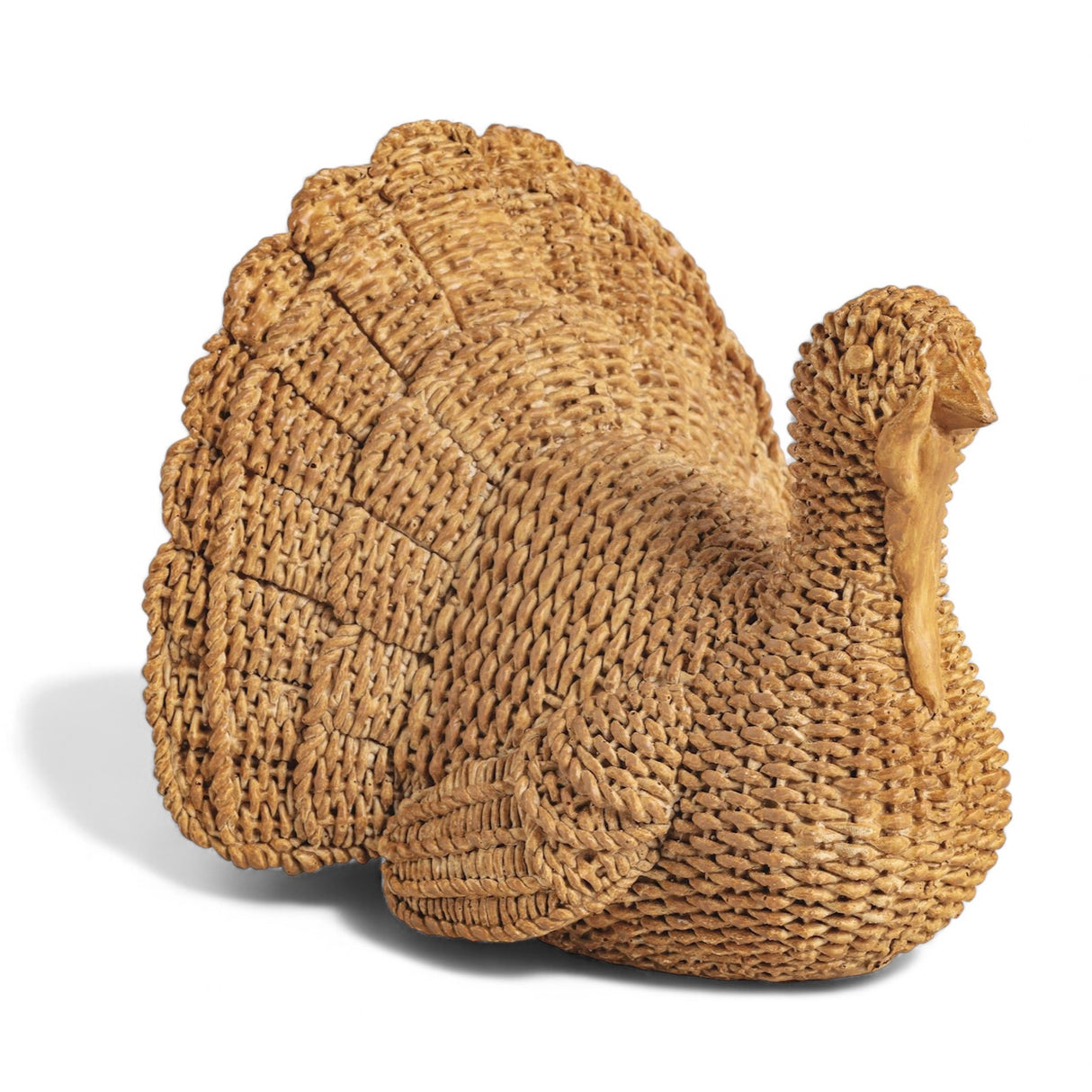 Wicker-style textured resin turkey figurine for fall or Thanksgiving décor