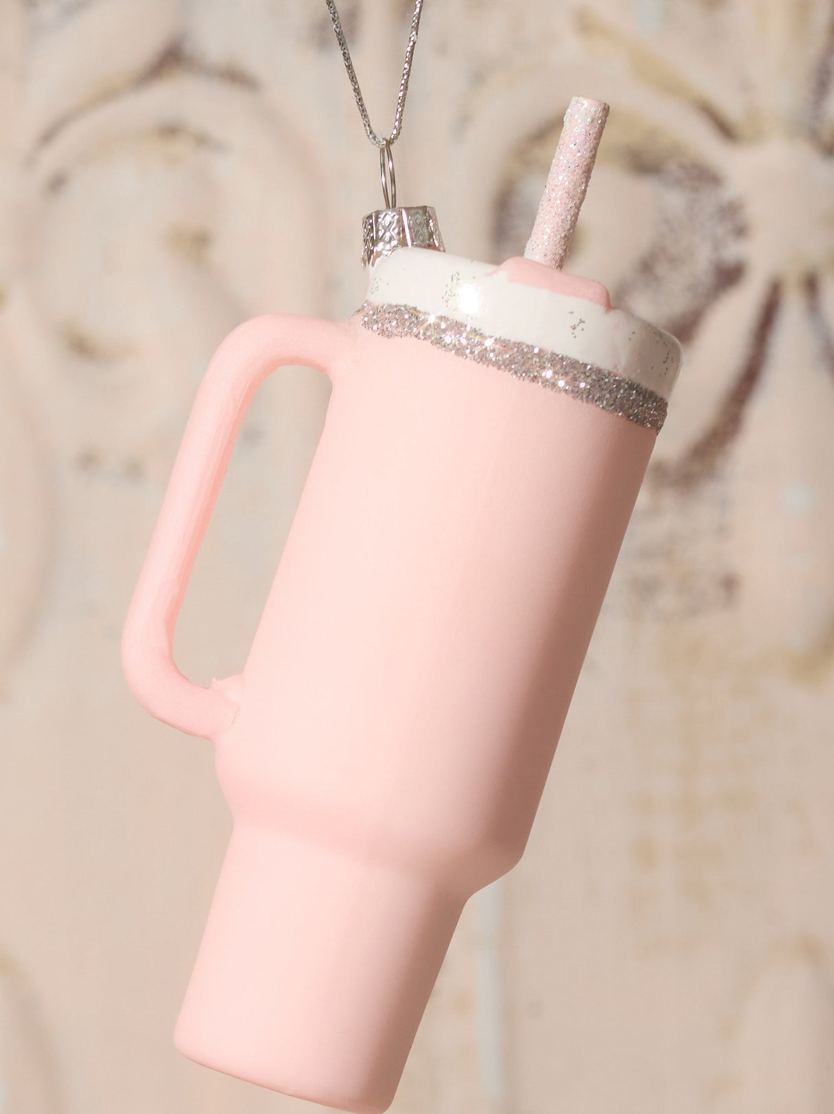 Pink Stanley Water Bottle Glass Ornament