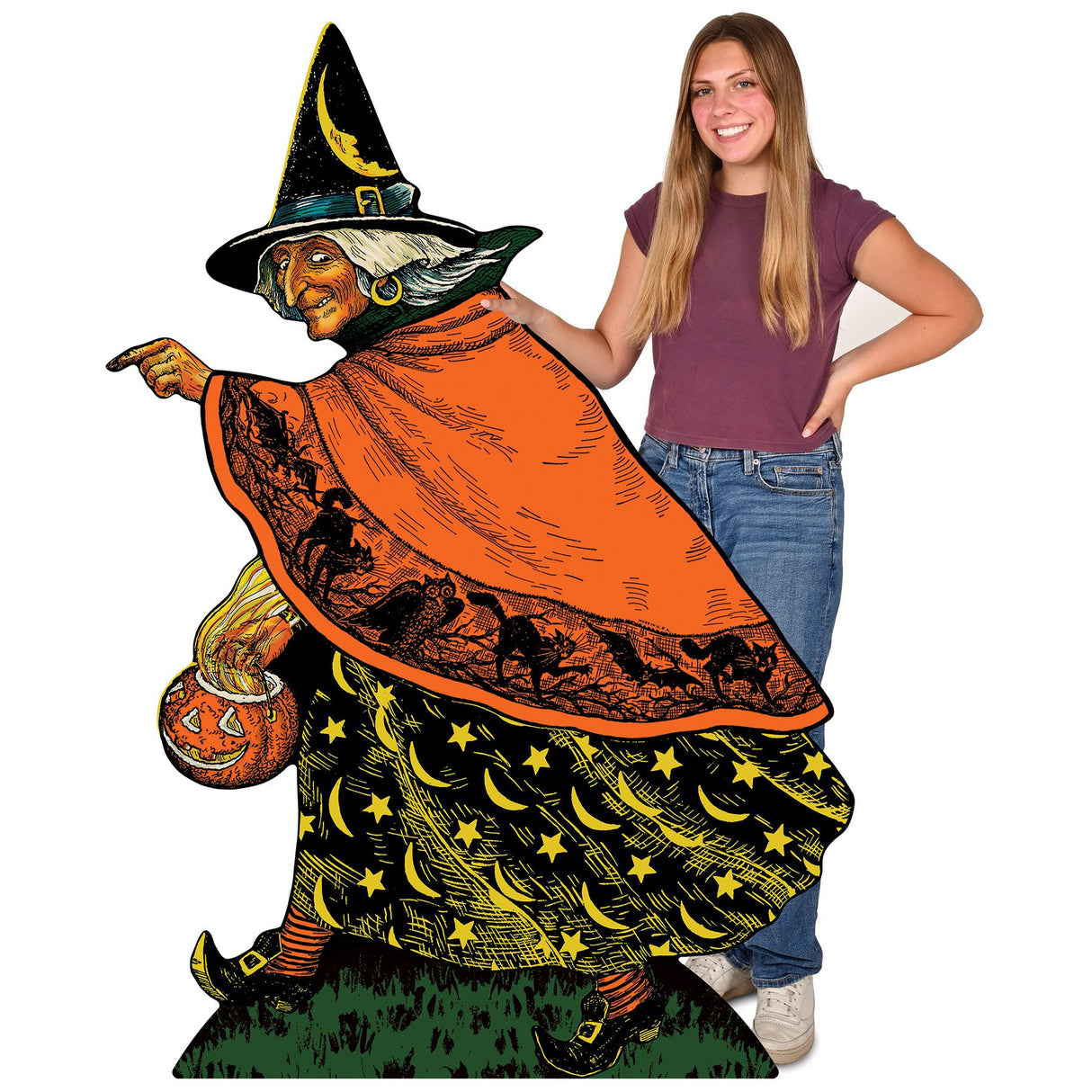 Beistle Retro Vintage Halloween Witch Cardboard Stand-Up