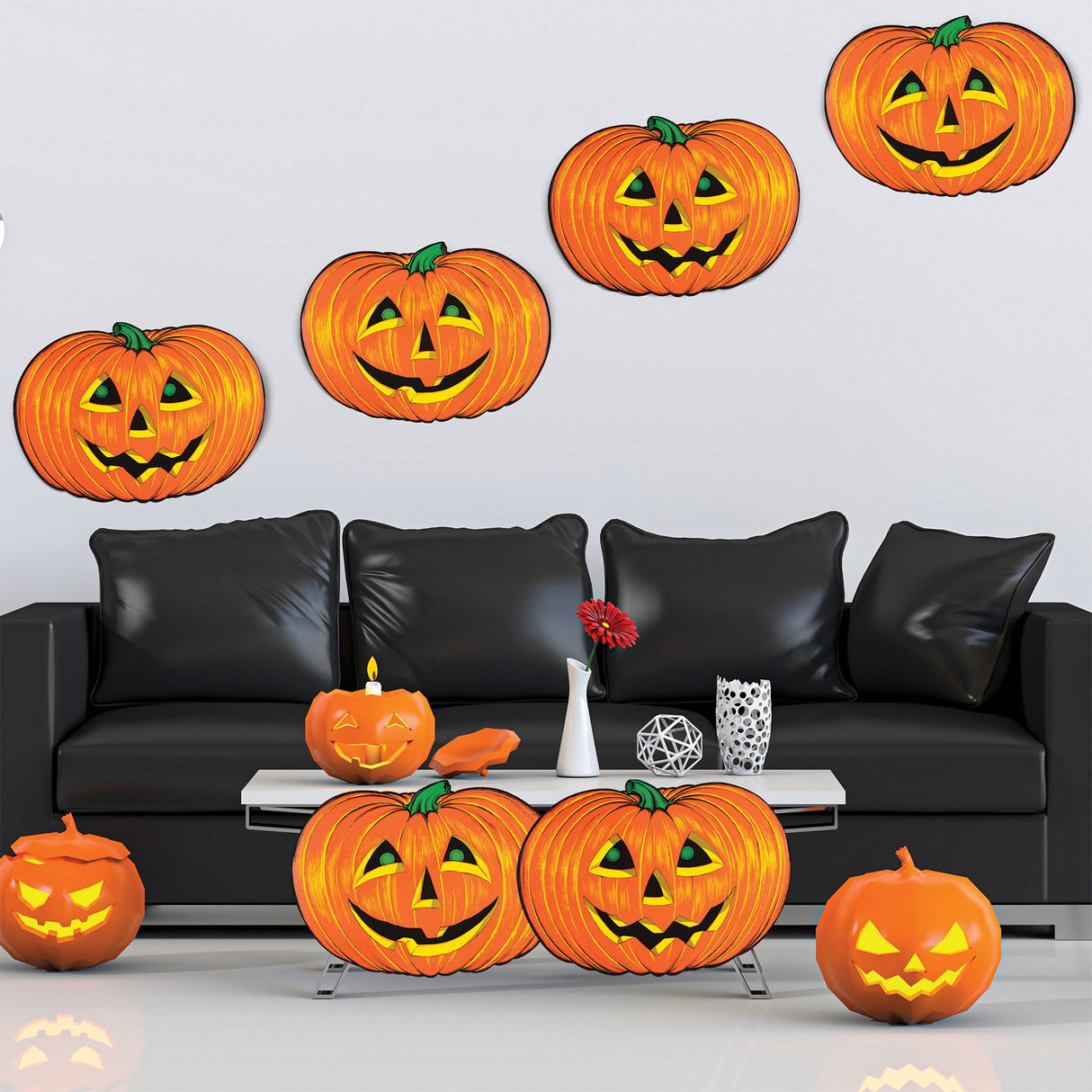 Beistle Retro Orange Jack-O-Lantern Face Cardboard Cutouts