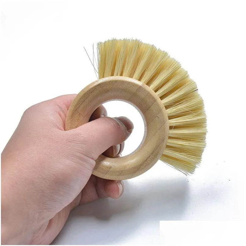 Round Sisal Bristle Bamboo Ring Brush - Thumbnail 4