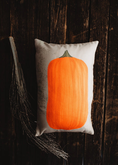 Primitive Orange Pumpkin Lumbar Pillow
