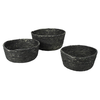 Black Woven Natural Fiber Bowls