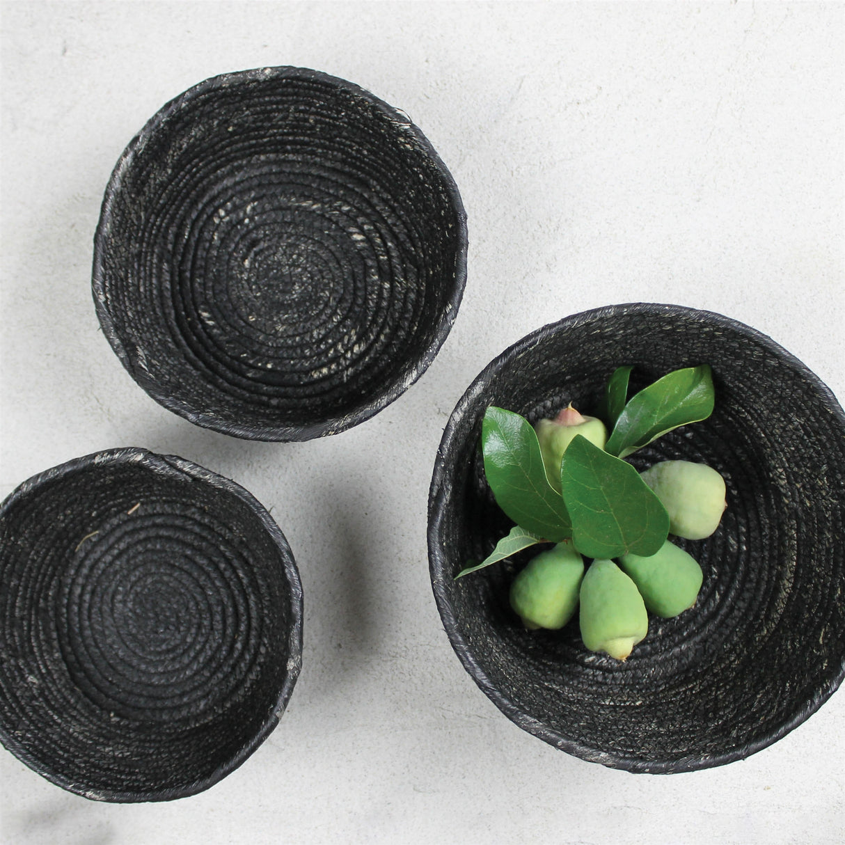 Black Woven Natural Fiber Bowls