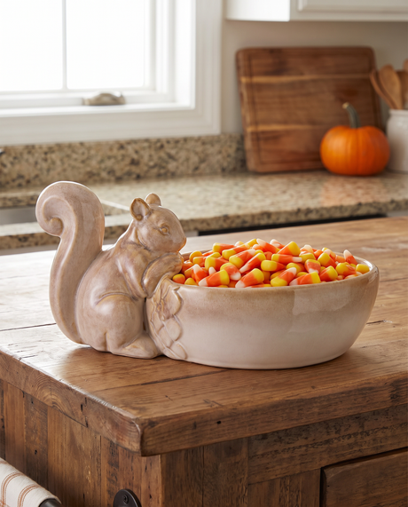 Cream Ceramic Squirrel Bowl