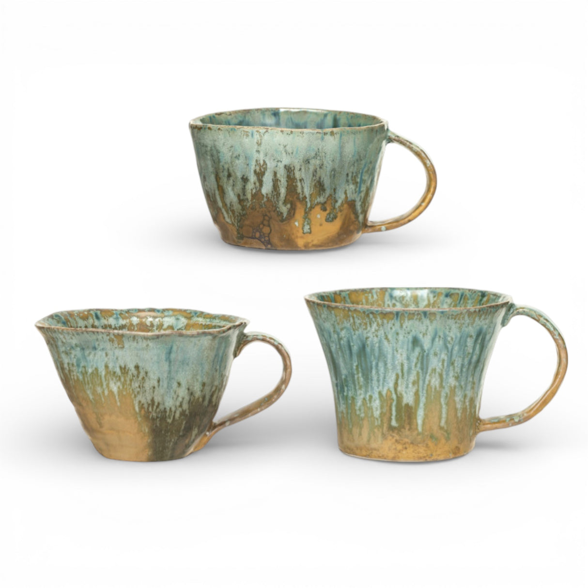 10 oz ceramic mug reactive crackle glaze multi color coffee cup
