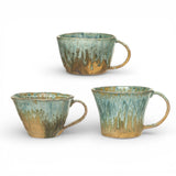 10 oz ceramic mug reactive crackle glaze multi color coffee cup