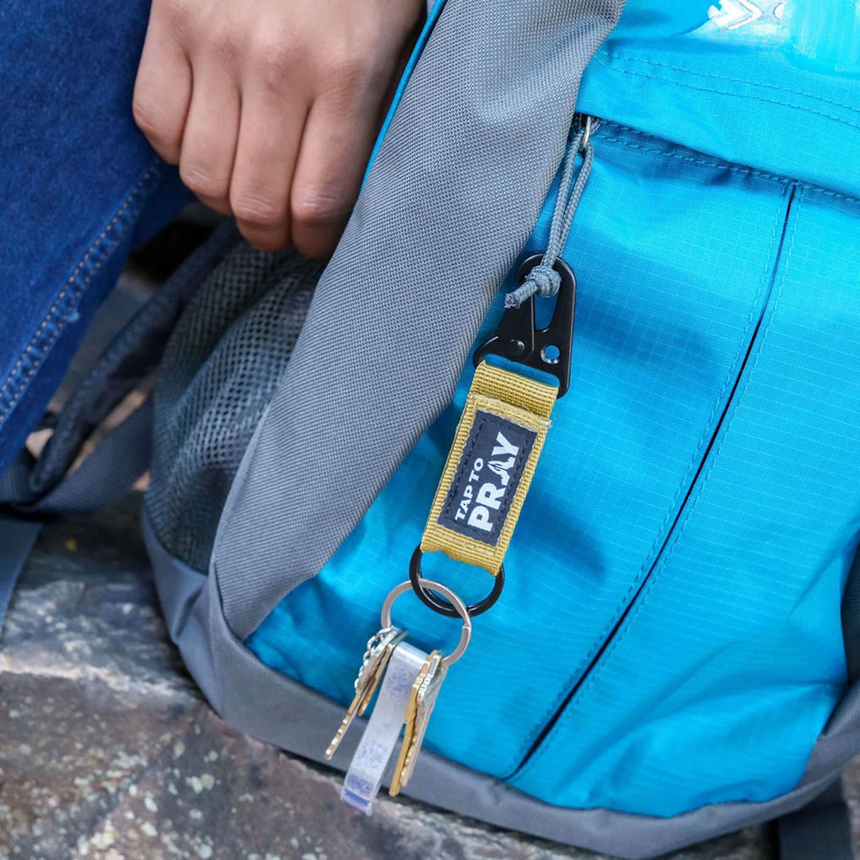 Tactical Carabiner Tap to Pray Keychain