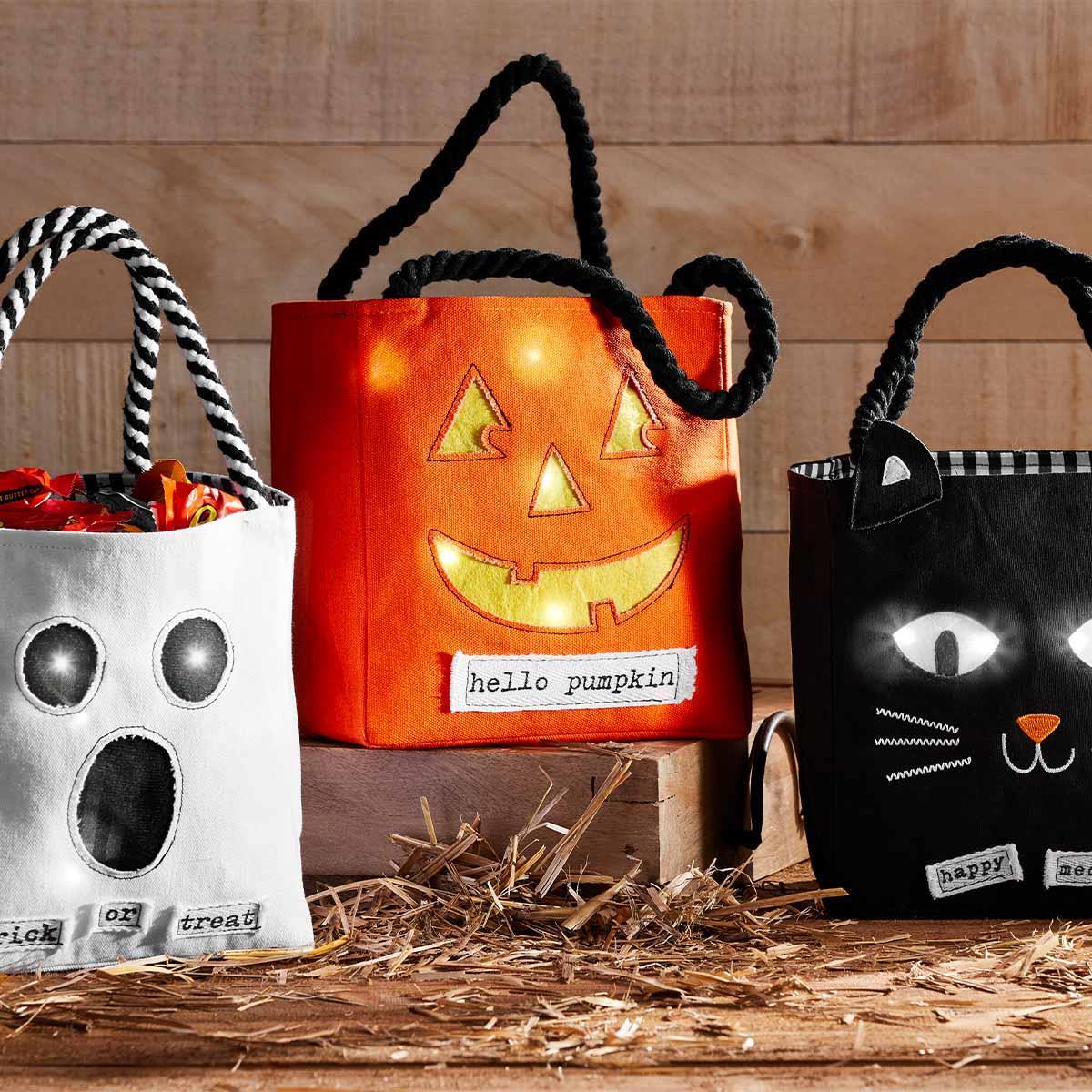 Light Up Trick-or-Treat Canvas Candy Bags