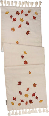 Falling Leaves Embroidered Linen Table Runner